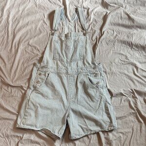 Levi's Women's Blue Striped Denim Overalls